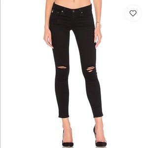 AG Black Distressed Skinny Jeans